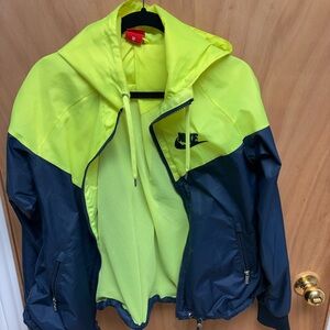 Nike Neon Yellow Hooded Jacket with Red Tag